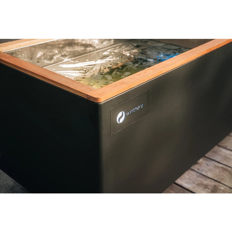 Winthera Ice Pro ice bath with high-quality stainless steel interior and elegant wood paneling on the outside.